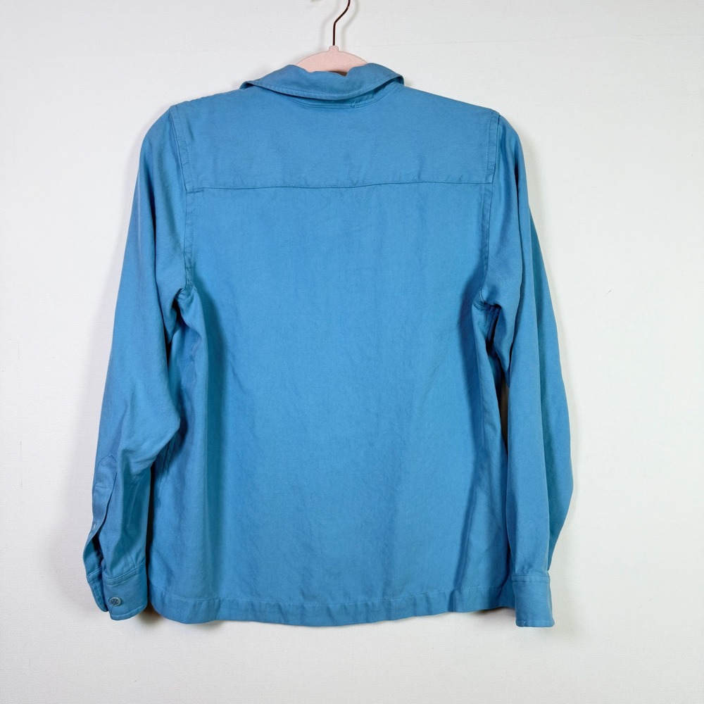 LAUREN RALPH LAUREN Blue 100% Silk Twill Button Down Shirt 10P - Picture 2 of 5